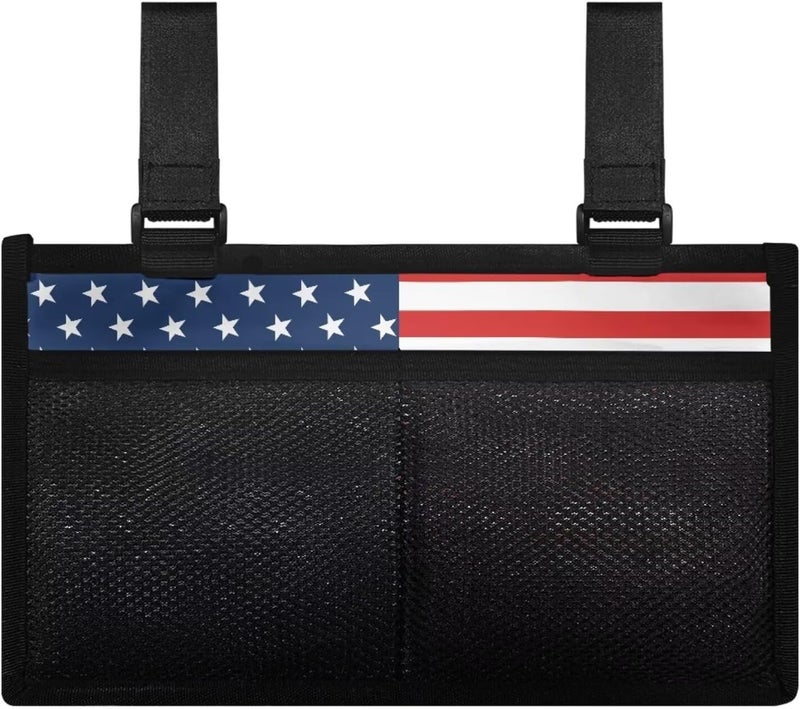 LedBack Wheelchair Side Bag Walker Bag, American Flag Wheelchair Armrest Accessories Organizer Pouch for Walkers, Rollators, Scooters - Image 2